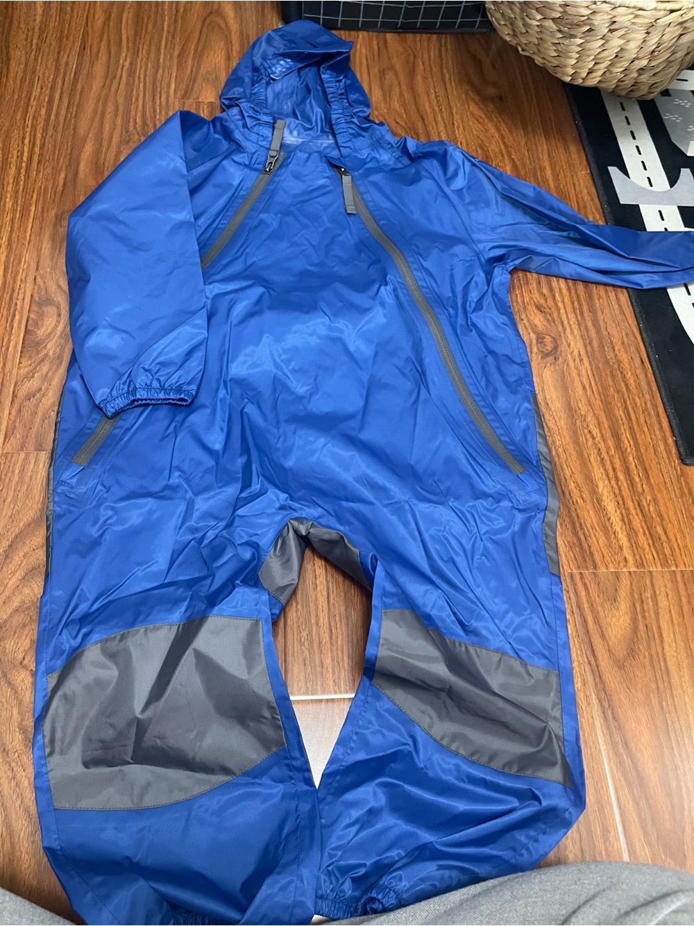 Kids Waterproof Hooded Rain Coverall - Blue